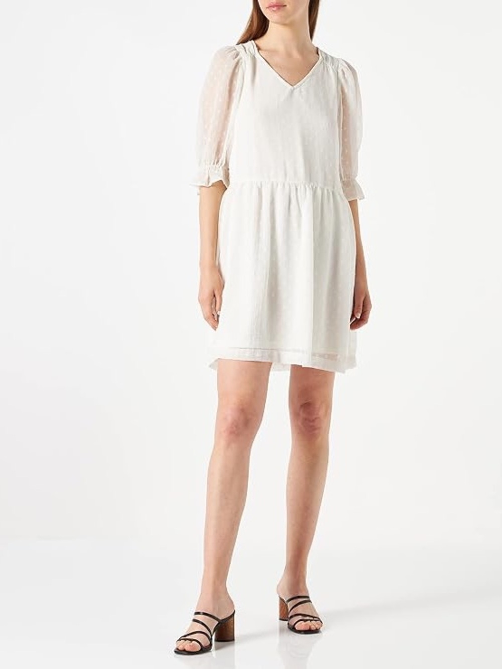 ICHI White Baby Doll Dress NWT